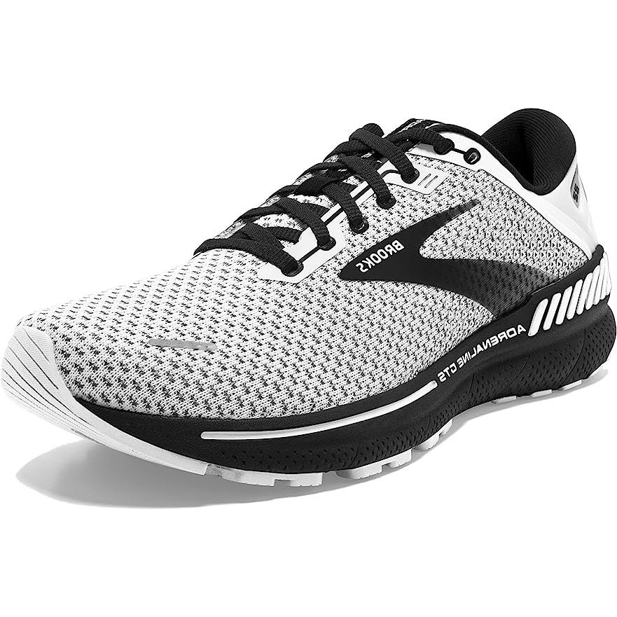 Brooks Mens Adrenaline Gts 22 Running Shoes - White/grey/black - Black, Grey, White