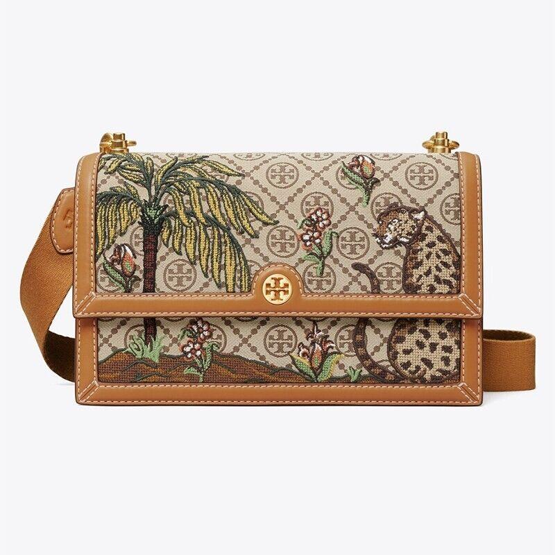 Tory Burch T Monoghram Jacquard Embroidered Shoulder Bag 83957