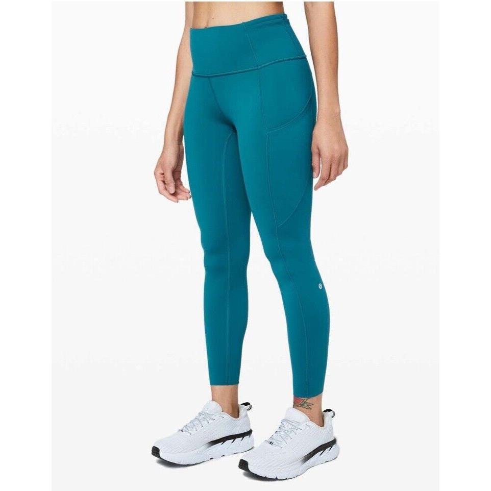 Lululemon Size 12 Fast Free HR 25 Tight Laguna Teal Lgun 7/8 Pant Run Yoga