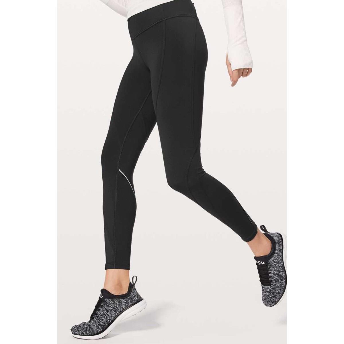 Lululemon Size 4 Chasing Miles Tight 26 Black Mid Rise Nulux Run Speed 7/8