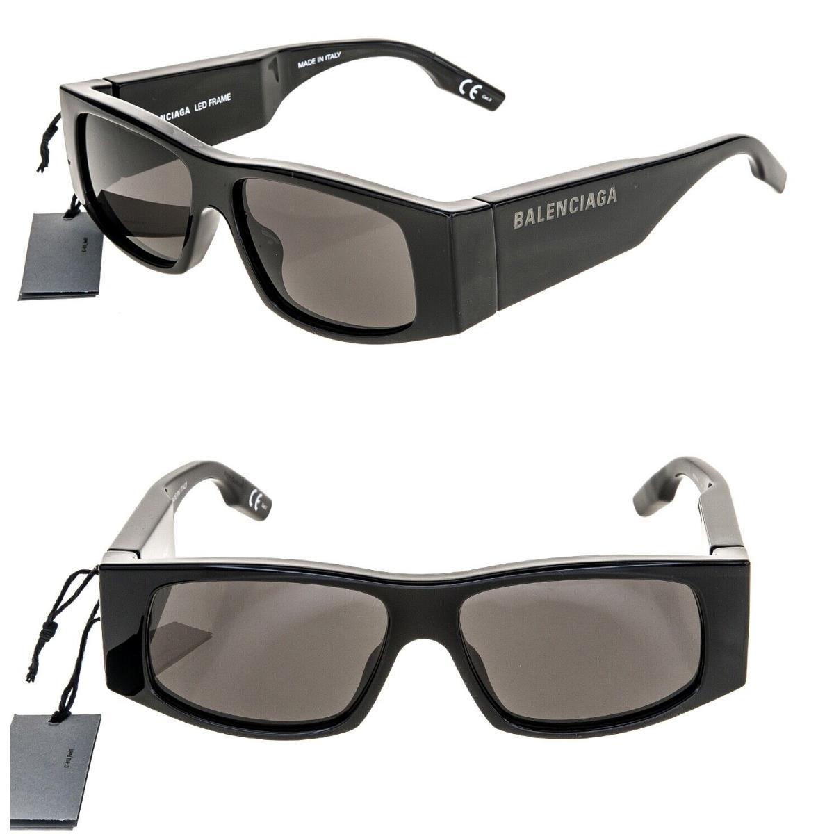 Balenciaga Led Logo Frame 0100 Black Fashion Unisex Sunglasses BB0100S 001