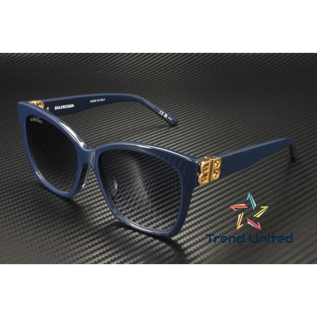 Balenciaga BB0102SA 005 Cat Eye Acetate Blue Gold 57 mm Women`s Sunglasses