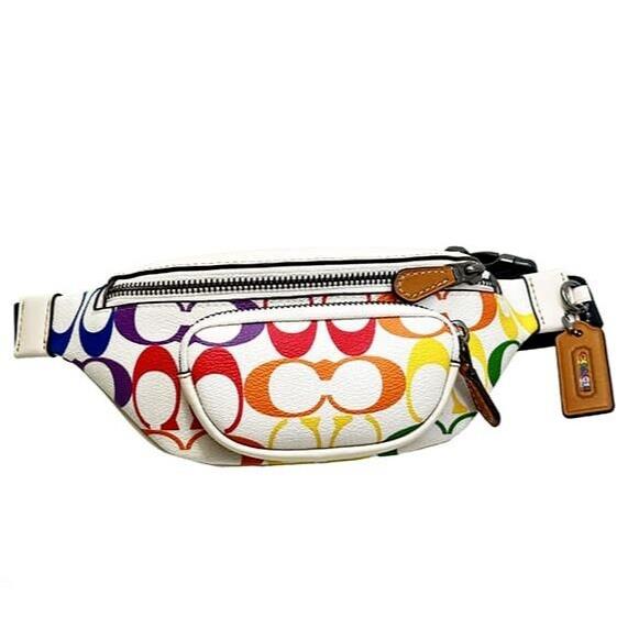 Coach Sprint Belt Bag 24 Rainbow Signature Canvas CJ682 Gay Pride Retail