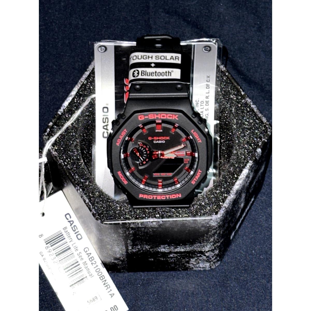 Casio G-shock Black Red Analog Digital Solar Bluetooth Watch GAB2100BNR-1A 45mm