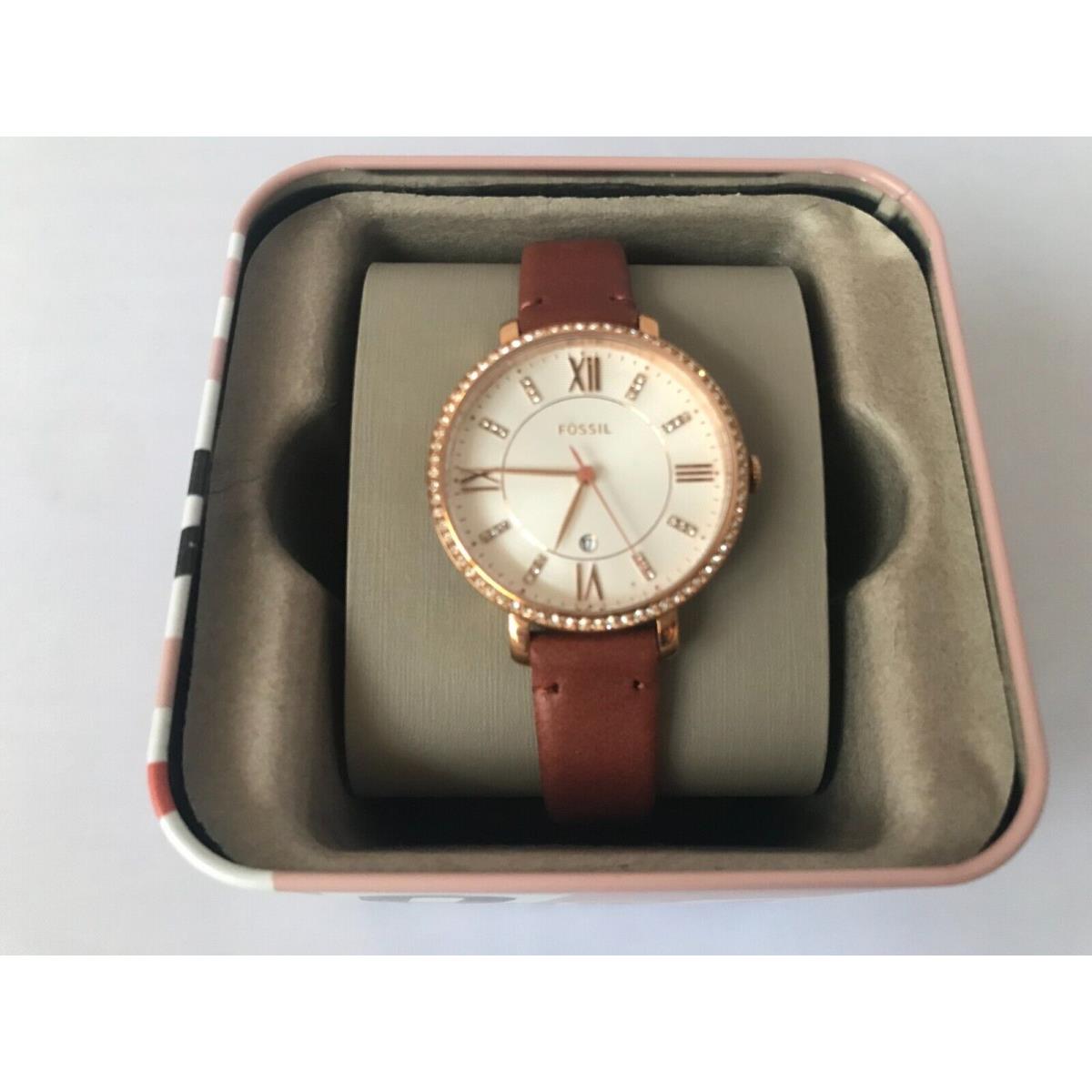 Fossil Women Jacqueline Three-hand Date Terracotta Leather Watch ES4413