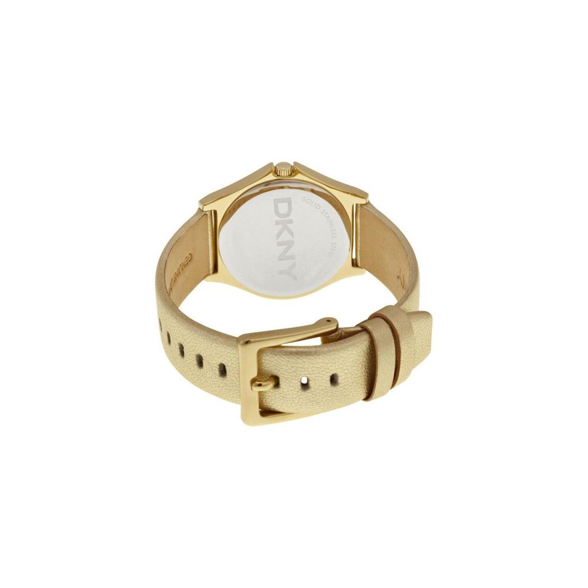 Dkny NY2371 Parsons Donna Karan Gold Leather Band Stainless Steel Case Watch - Dial: Gold, Band: Gold