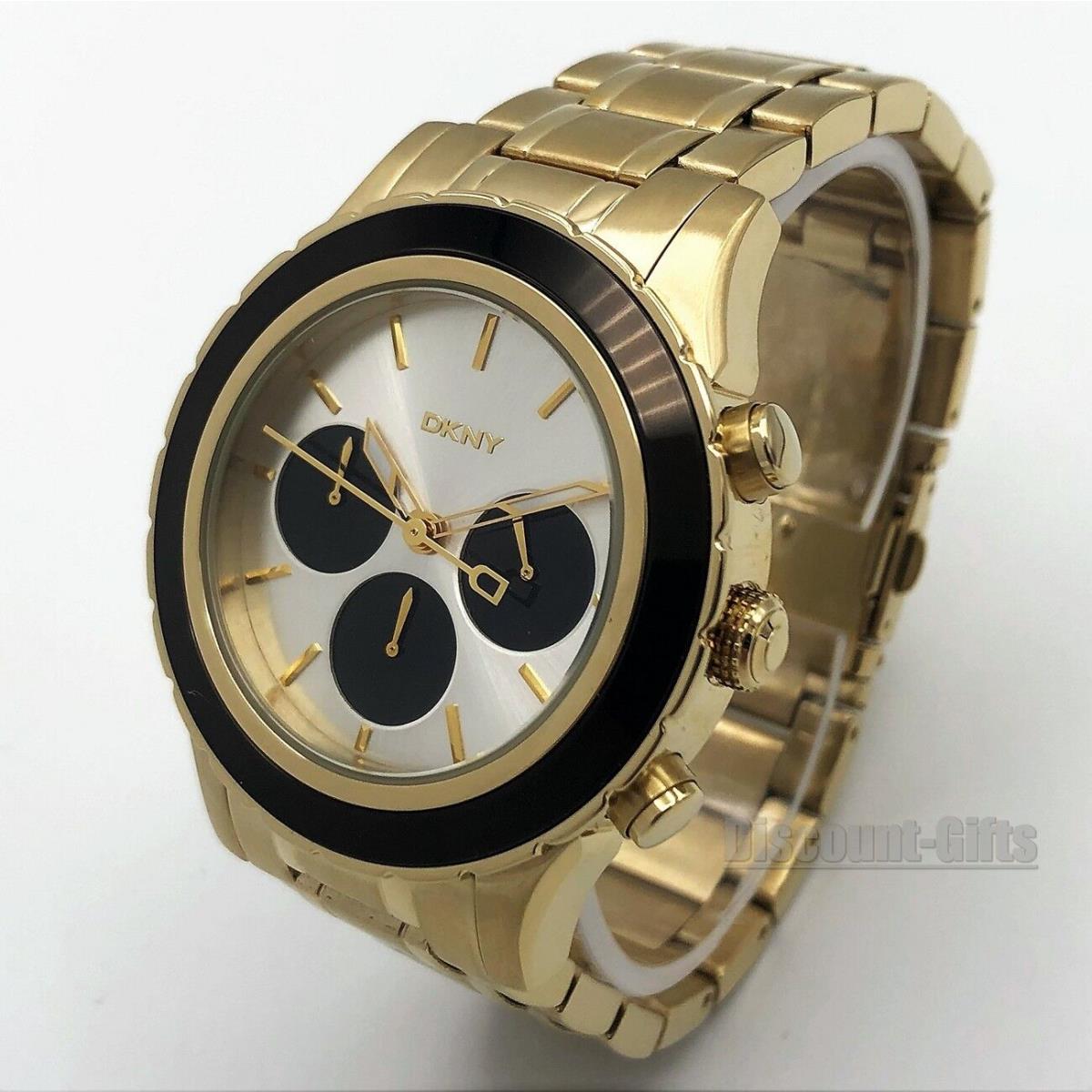 Dkny NY8656 Gold Tone Stainless Steel Bracelet White Dial Chronograph Watch