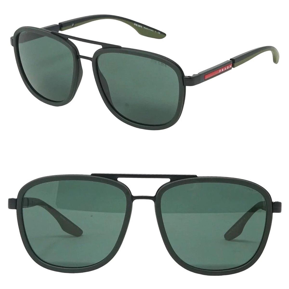Prada 50X Linea Rossa Sport Black Military Green Sunglasses Rubber Pilot PS50XS