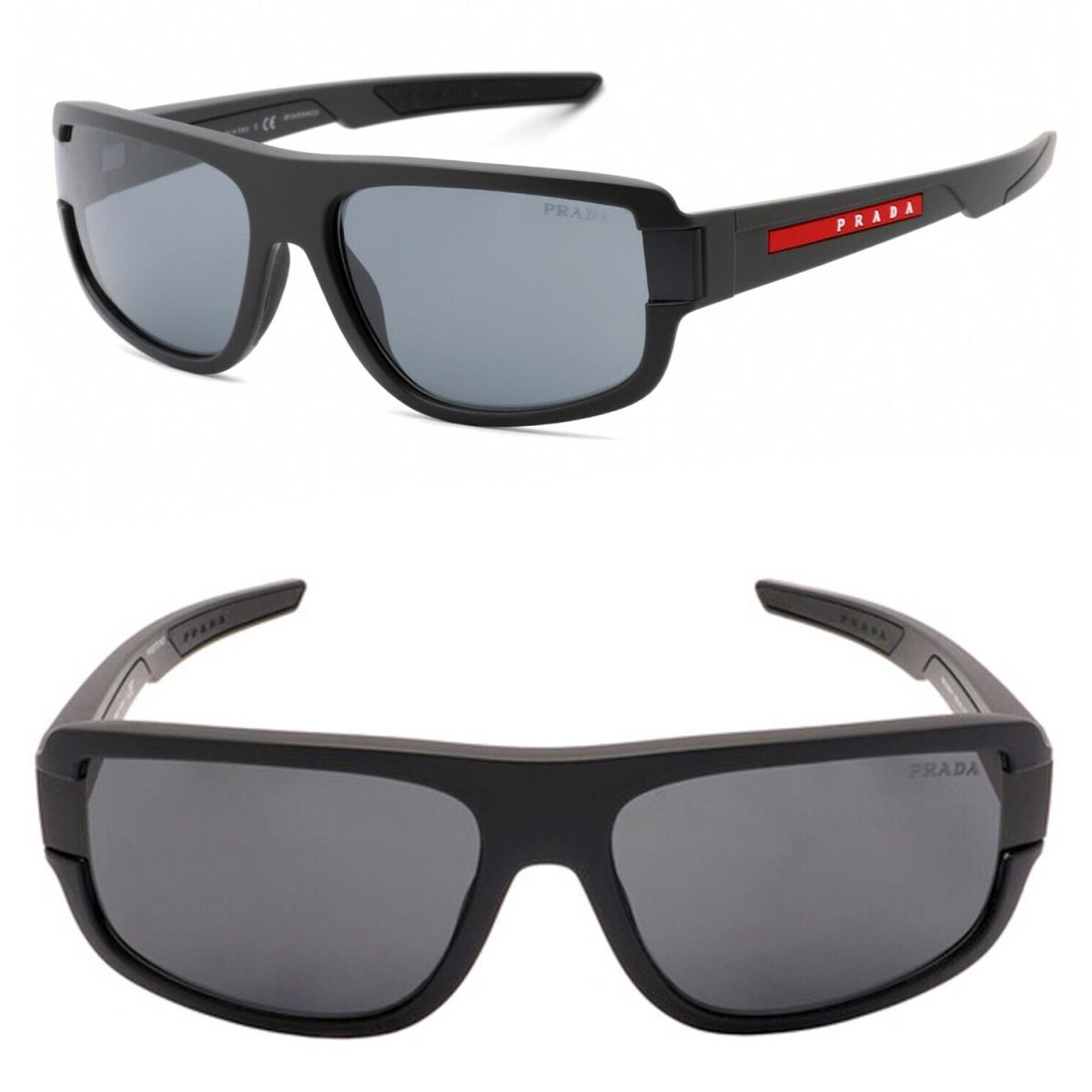 Prada 03W Linea Rossa Impavid Sport Sunglasses Black Pilot Wrap Unisex PS03WSF
