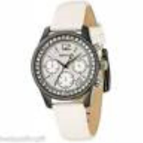 Dkny Black Stainless Steel White Leather+crystals Chronograph WATCH-NY4361