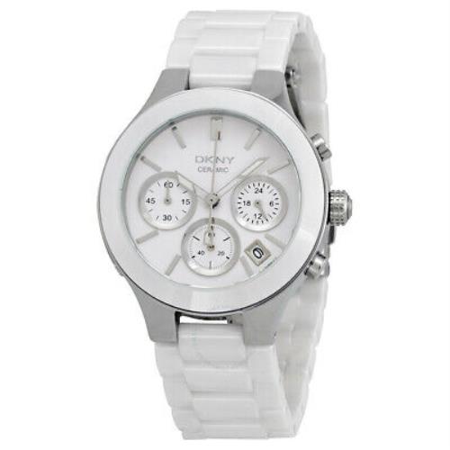 Dkny White Ceramic with Silver Tone Accent Chronograph Watch NY4912