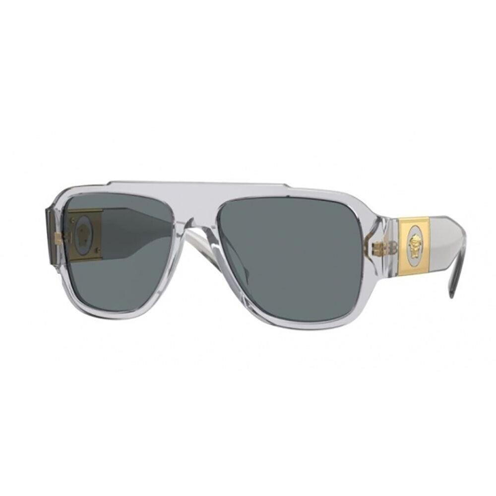Versace Men Sunglasses VE4436U 530580 57mm Transparent Grey w/ Blue