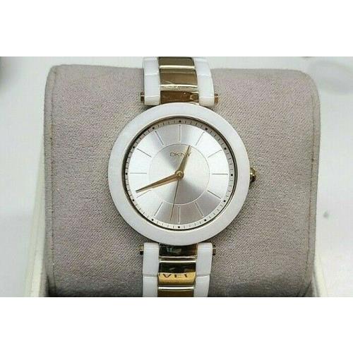 Dkny NY2289 Stanhope Silver Tone Dial Gold Tone and Ceramic Women`s Watch