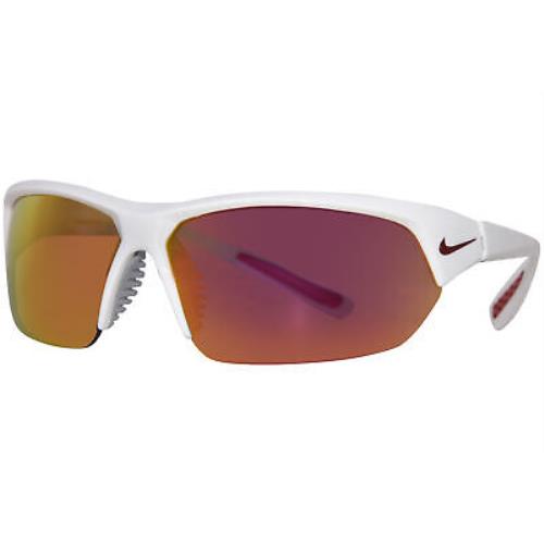Nike Skylon Ace MI EV1125 106 Sunglasses Men`s White/grey Red Mirror Lens 69mm - Frame: White, Lens: Gray