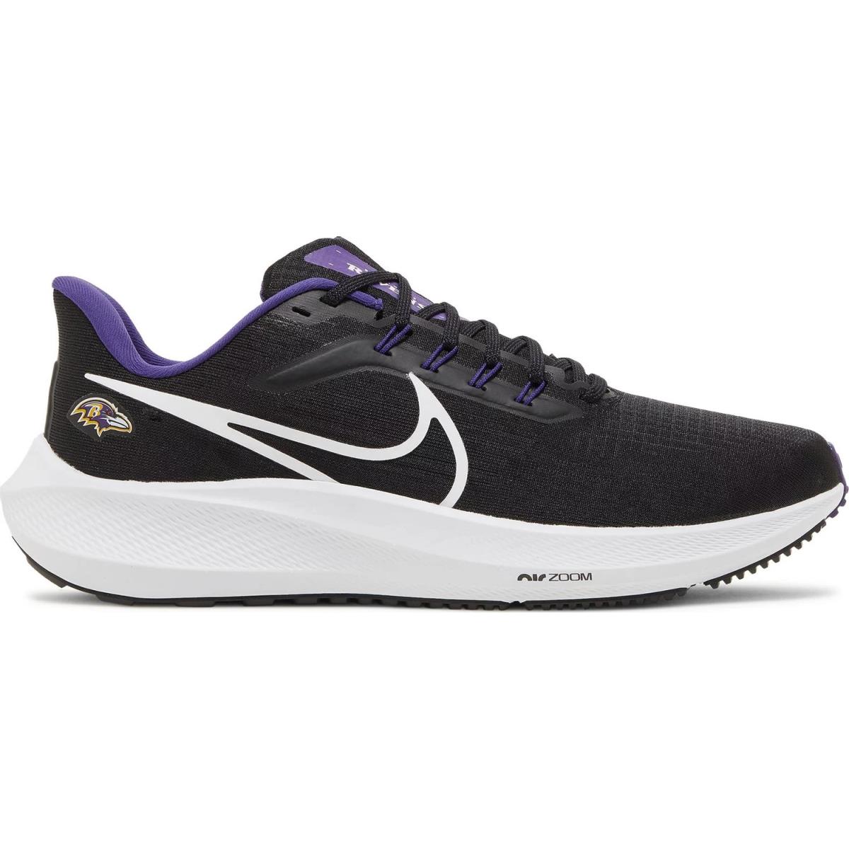 Nike Air Zoom Pegasus 39 Nfl Baltimore Ravens Black White DR2043-001 Men`s 10.5