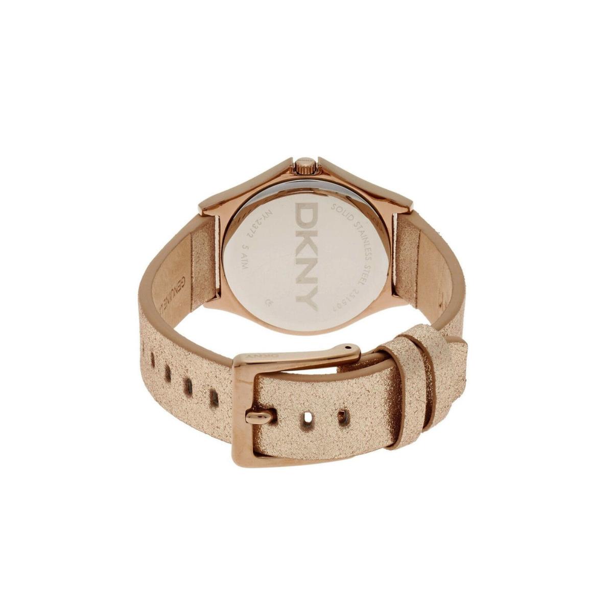 Dkny NY2372 Parsons Rose Gold Glitter Leather Band Rose Gold Case Watch - Dial: Beige, Band: Rose