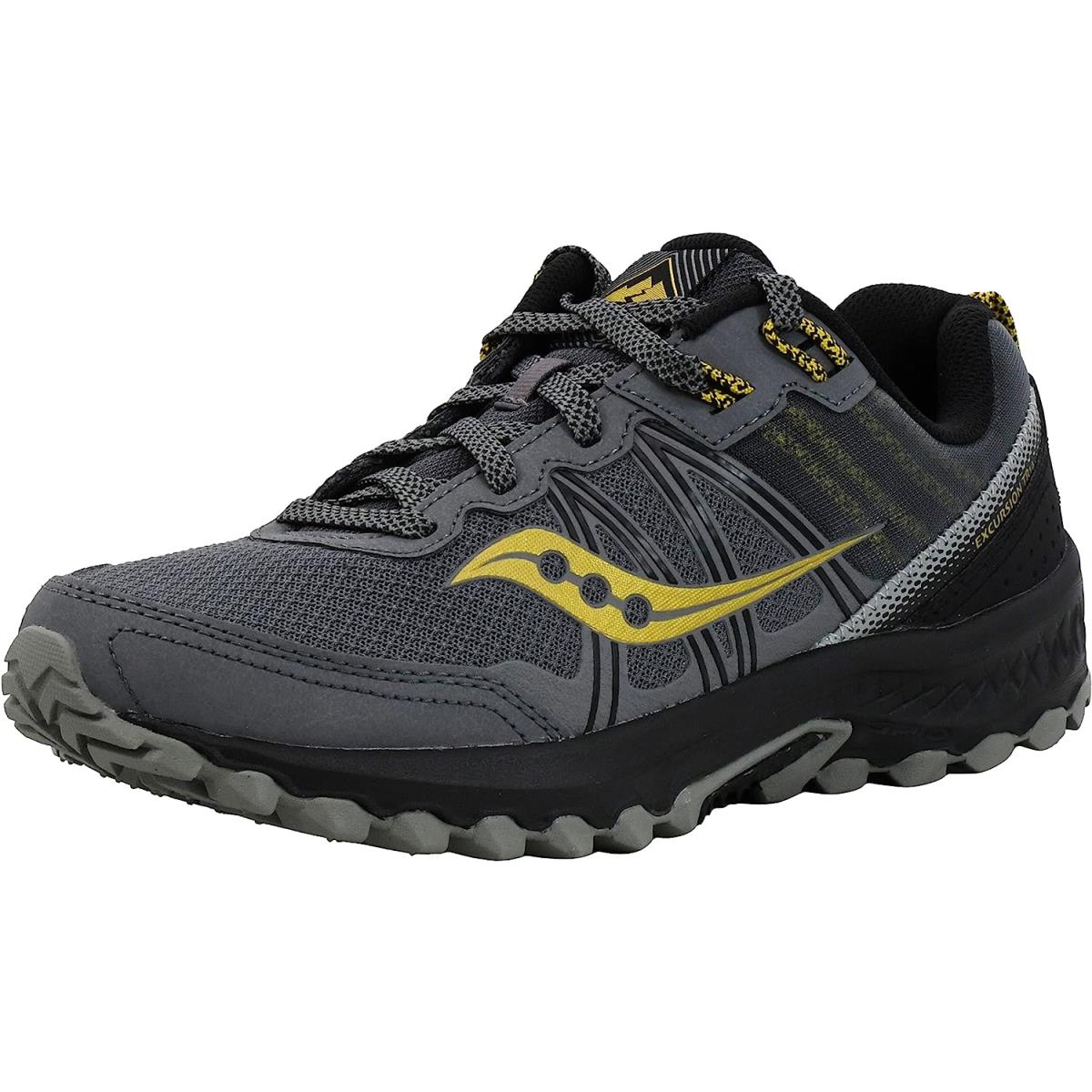 Saucony Men`s Excursion Tr14 Trail Running Shoe Dark Grey/Black/Gold