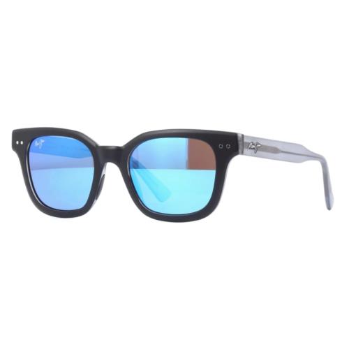 Maui Jim Shore Break Polarized Sunglasses Matte Black/blue Mirror Glass 822-02MG