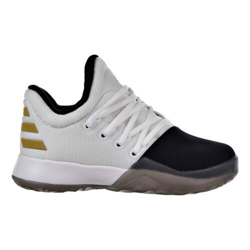 Adidas Harden Vol.1 C Little Kid`s Shoes White-black-metallic Gold by3672