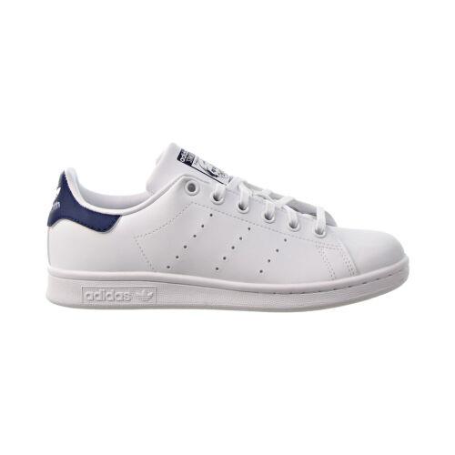 Adidas Stan Smith J Big Kids` Shoes Cloud White-cloud White-dark Blue H68621 - Cloud White-Cloud White-Dark Blue