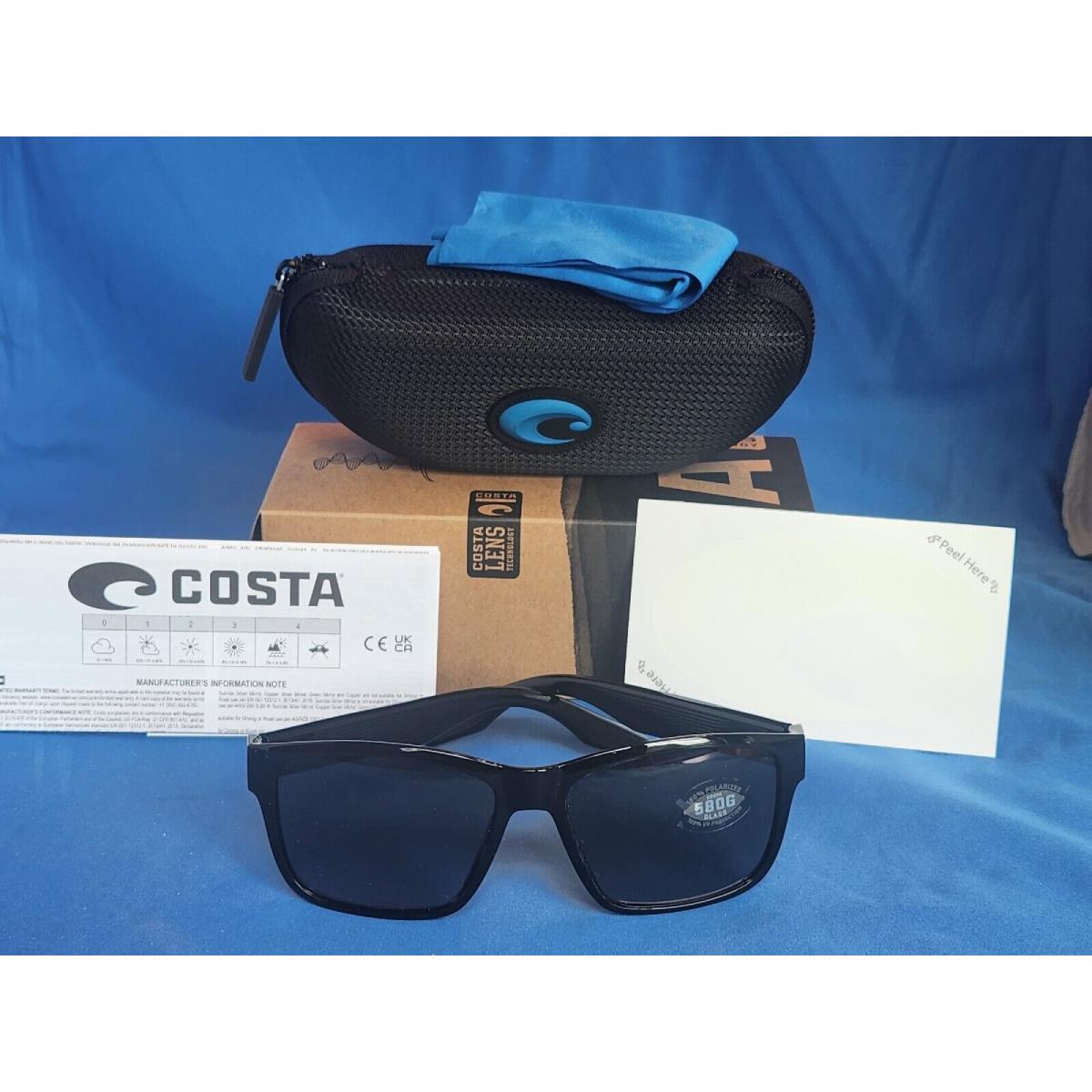 Costa Del Mar Sunglasses Paunch Black Gray Gradient 580G Lenses