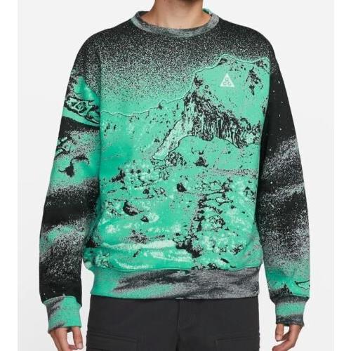 Nike Acg Therma-fit All Over Print Mt. Hood Crew Sweater Size Medium DQ5791 369