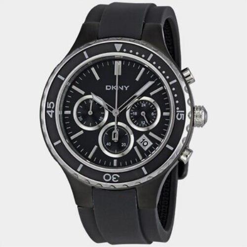 Dkny Dark Gray Silicone Rubber Silver Chronograph Watch NY1470