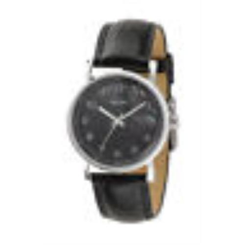 New-dkny Black Leather Mother OF Pearl Dial Silver WATCH-NY4755