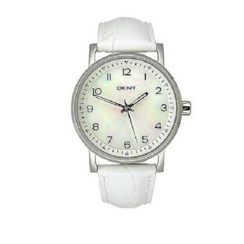 Dkny Silver Tone White Croc Leather Band Mop Dial WATCH-NY4754