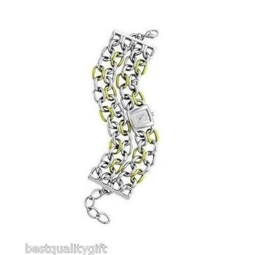 Dkny Two Tone Silver Gold Bangle Chain Bracelet WATCH-NY4556