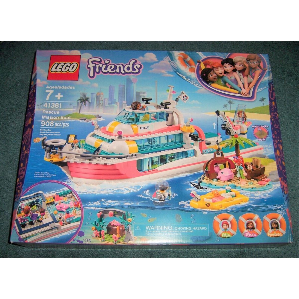 Lego Friends Rescue Mission Boat 41381 Ship Olivia Mia Andrea - 908 Pieces