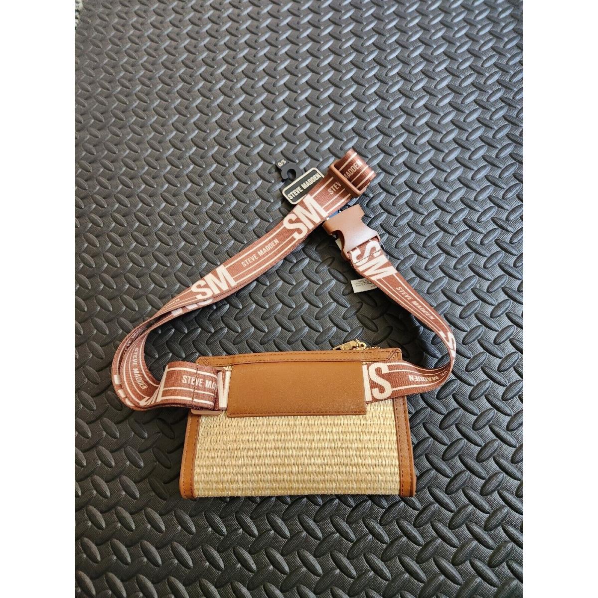 Steve Madden Belt Bag Fanny Pack Crossbody Bag Canvas Leather Tan Brown