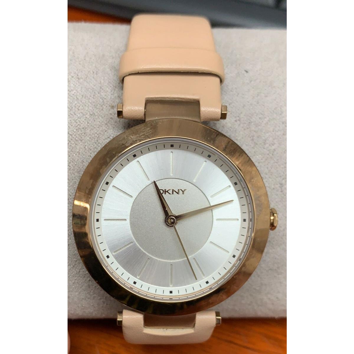 Dkny NY2459 Stanhope Silver Dial Beige Leather Strap Women`s Watch