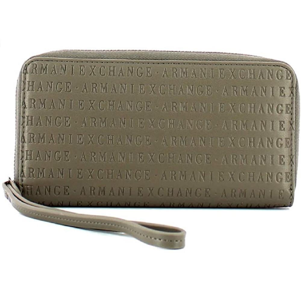 A X Armani Exchange Women`s Round Zip Wrislet Wallet Taupe