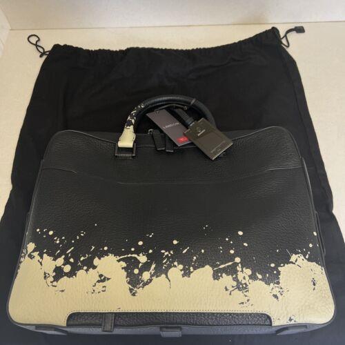 Tumi Bradmoor Slim Brief Case Briefcase Paint Splatter Black Leather 093800SST