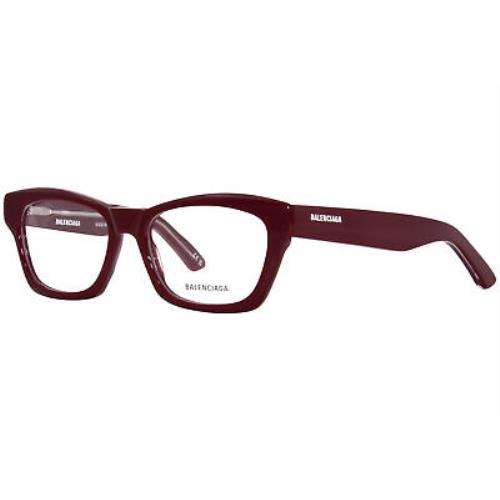 Balenciaga BB0242O 005 Eyeglasses Burgundy Full Rim Rectangle Shape 53mm