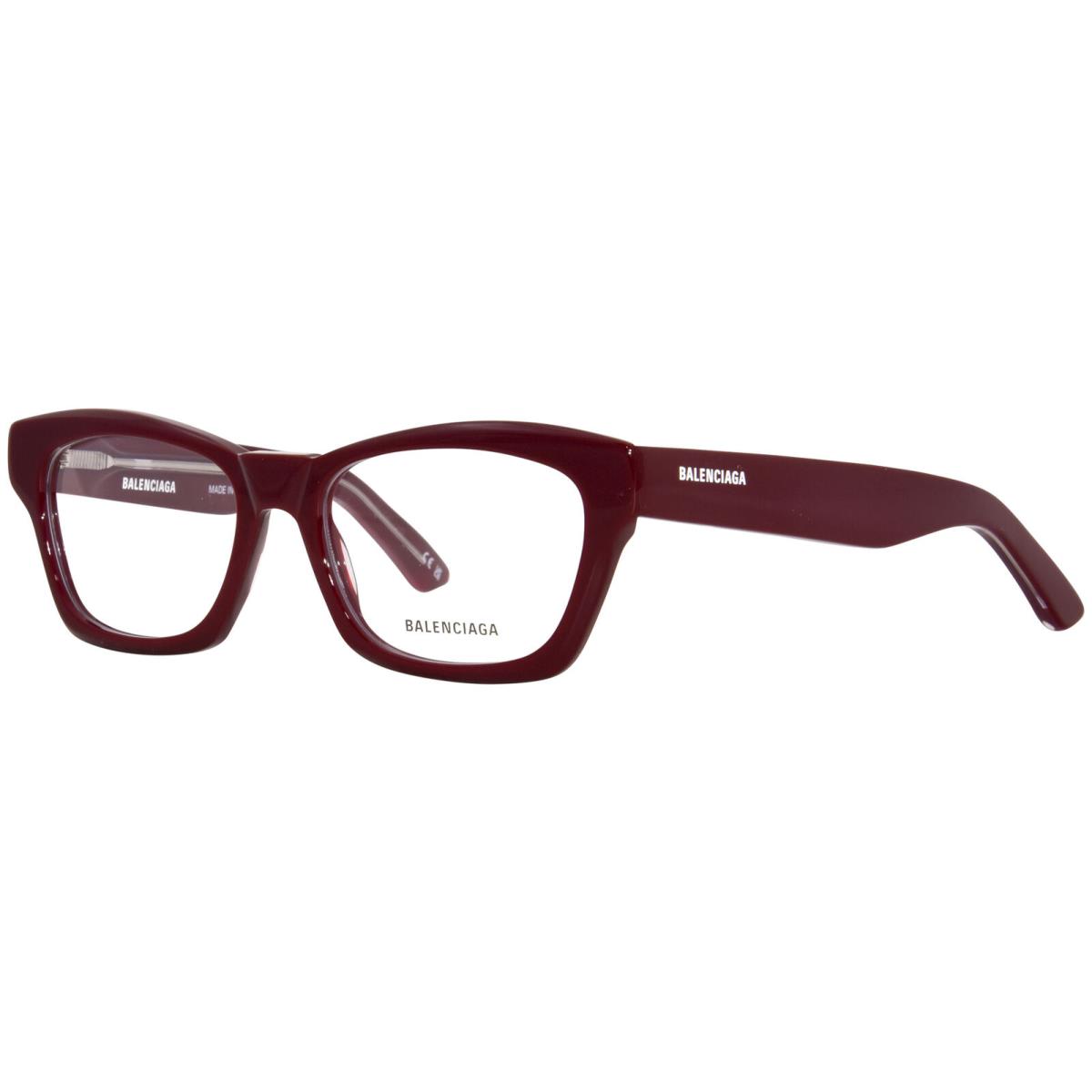 Balenciaga BB0242O 005 Eyeglasses Frame Burgundy Full Rim Rectangle Shape 53mm