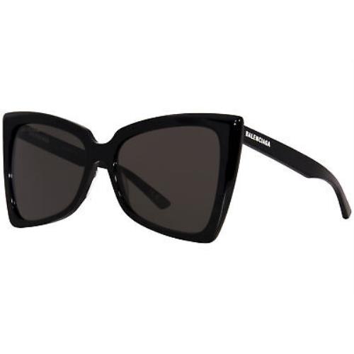Balenciaga BB0174S 001 Sunglasses Women`s Black/grey Lenses Butterfly Shape 57mm