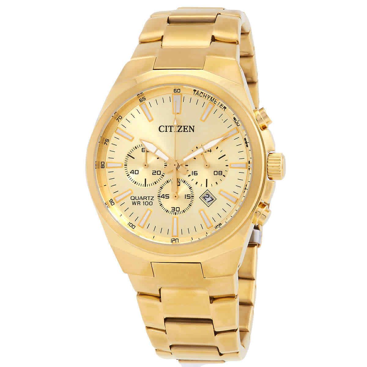 Citizen Chronograph Quartz Gold Dial Men`s Watch AN8172-53P