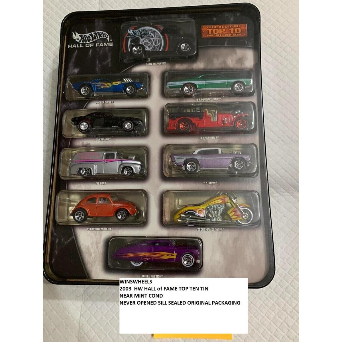 2003 Hot Wheels Hall of Fame Tin 10 Cars Dairy Delivery