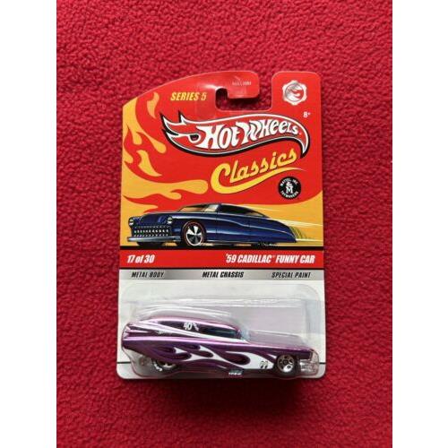 Hot Wheels Classics `59 Cadillac Funny Car Lavender 2009 Series 5 Gorgeous Minty