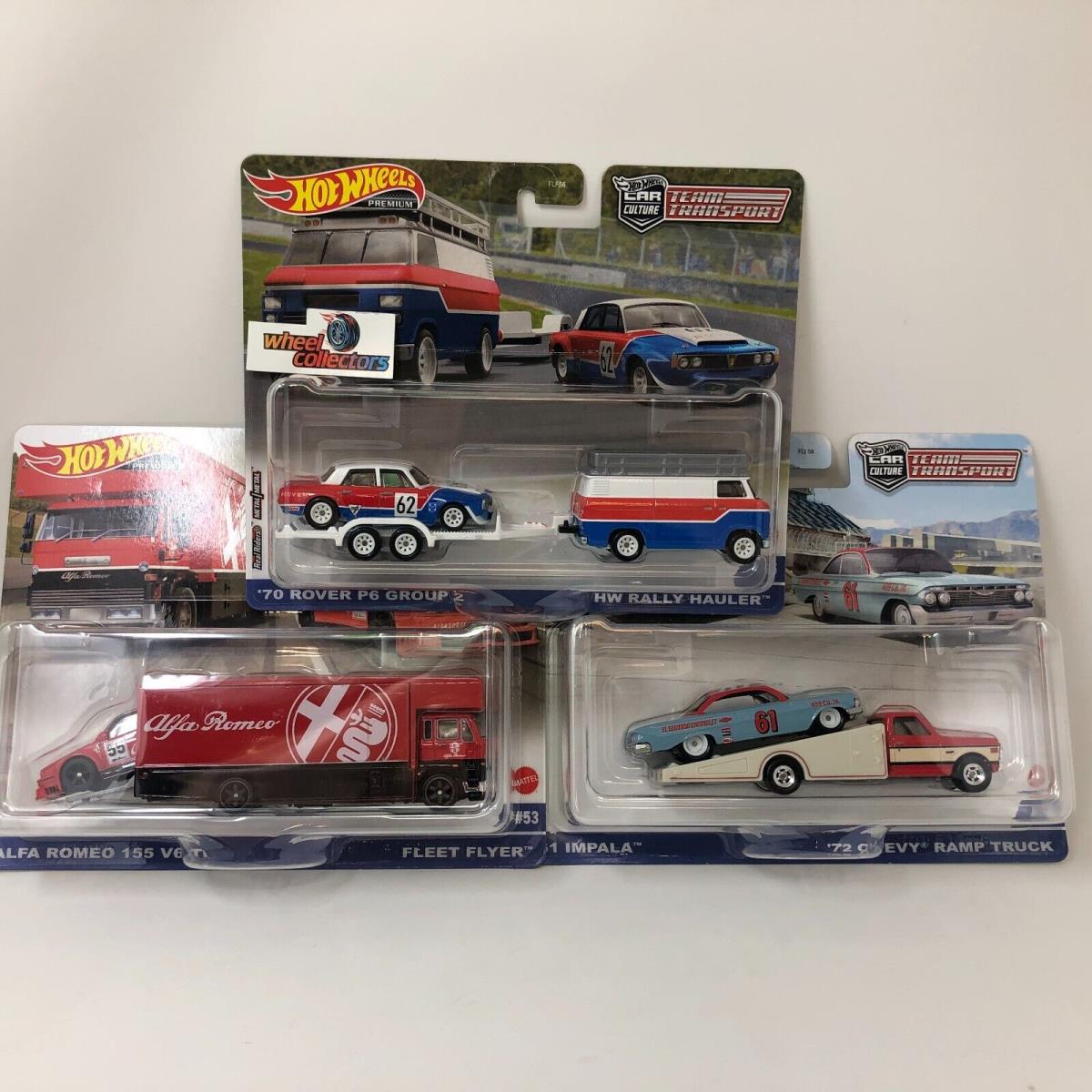 Case U Set All 3 Cars 2023 Team Hot Wheels Team Transport Case U