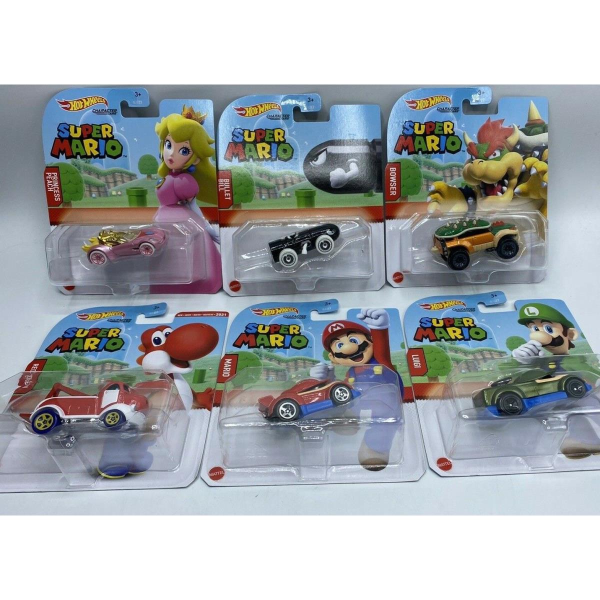 2020 Complete Set Of 6 Super Mario Hot Wheels Cars Collection Yoshi Luigi Peach