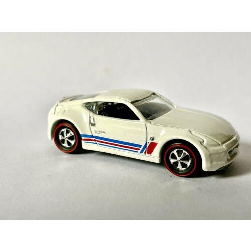 2009 Hot Wheels Red White Blue Nissan 370Z Custom Made Redline Wheels Added
