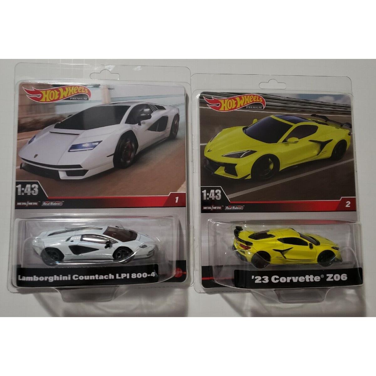 2023 1:43 Hot Wheels Premium `23 Corvette Z06 and Lamborghini Countach Lpi 800-4