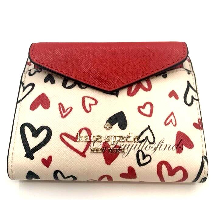 Kate Spade Staci Scribble Hearts Small Wallet Card Case Set W/box KA629 New P2