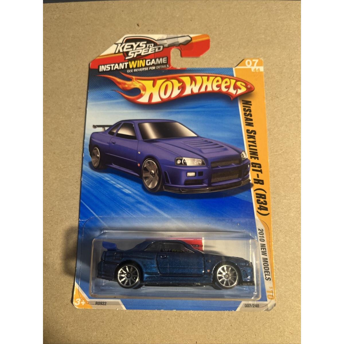 2010 Hot Wheels 7 Blue Nissan Skyline Gt-r R34 Keys to Speed Card Vhtf Rare