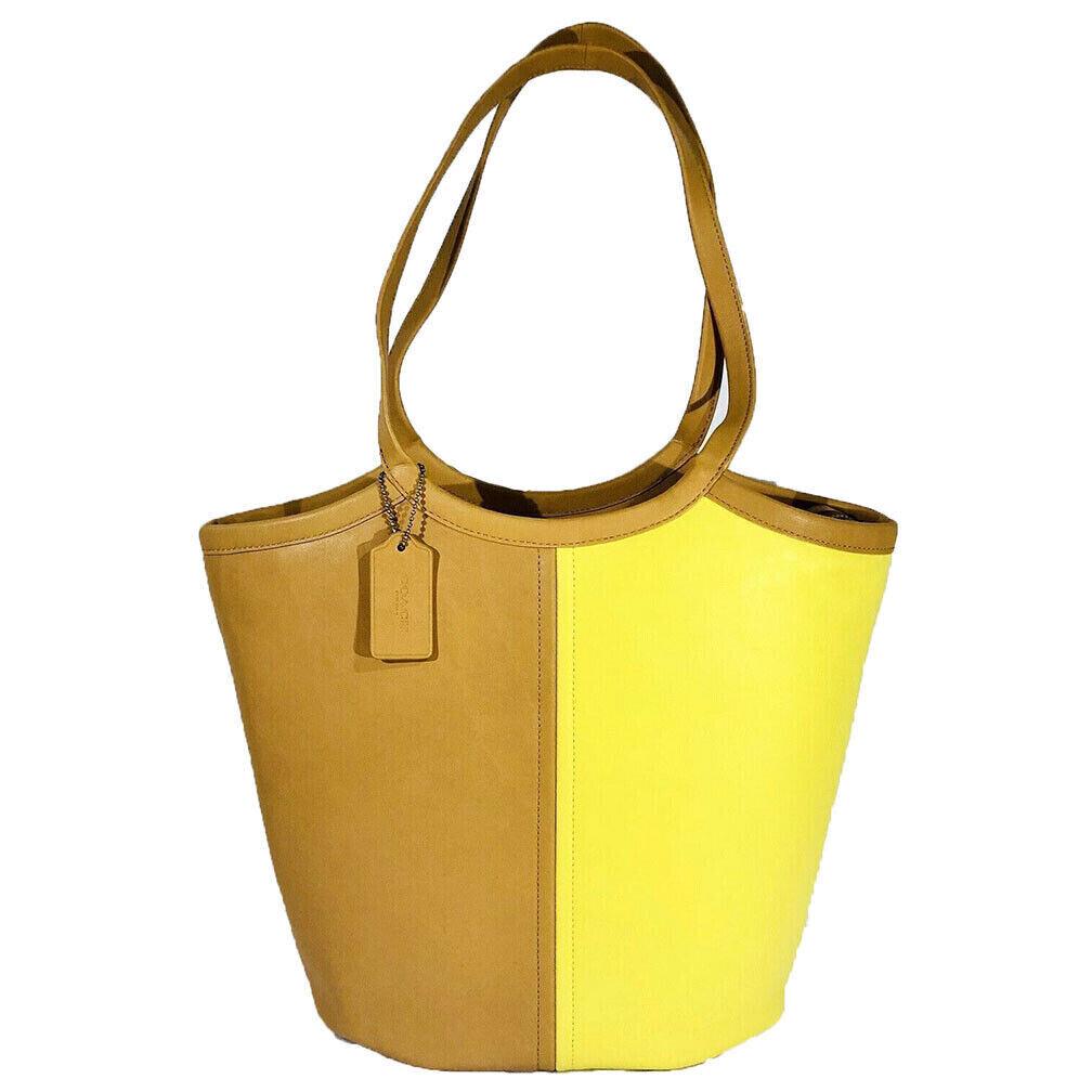 Coach Colorblock Soft Leather Tote Bag. Natural Yellow