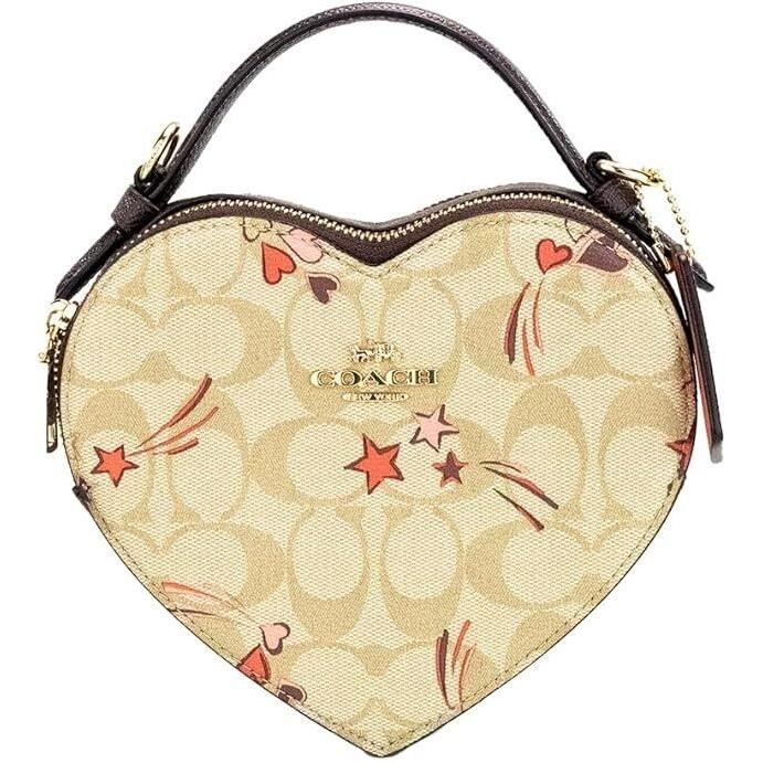 Coach Signature Canvas Heart Crossbody Heart and Star Print - Light Khaki CK523