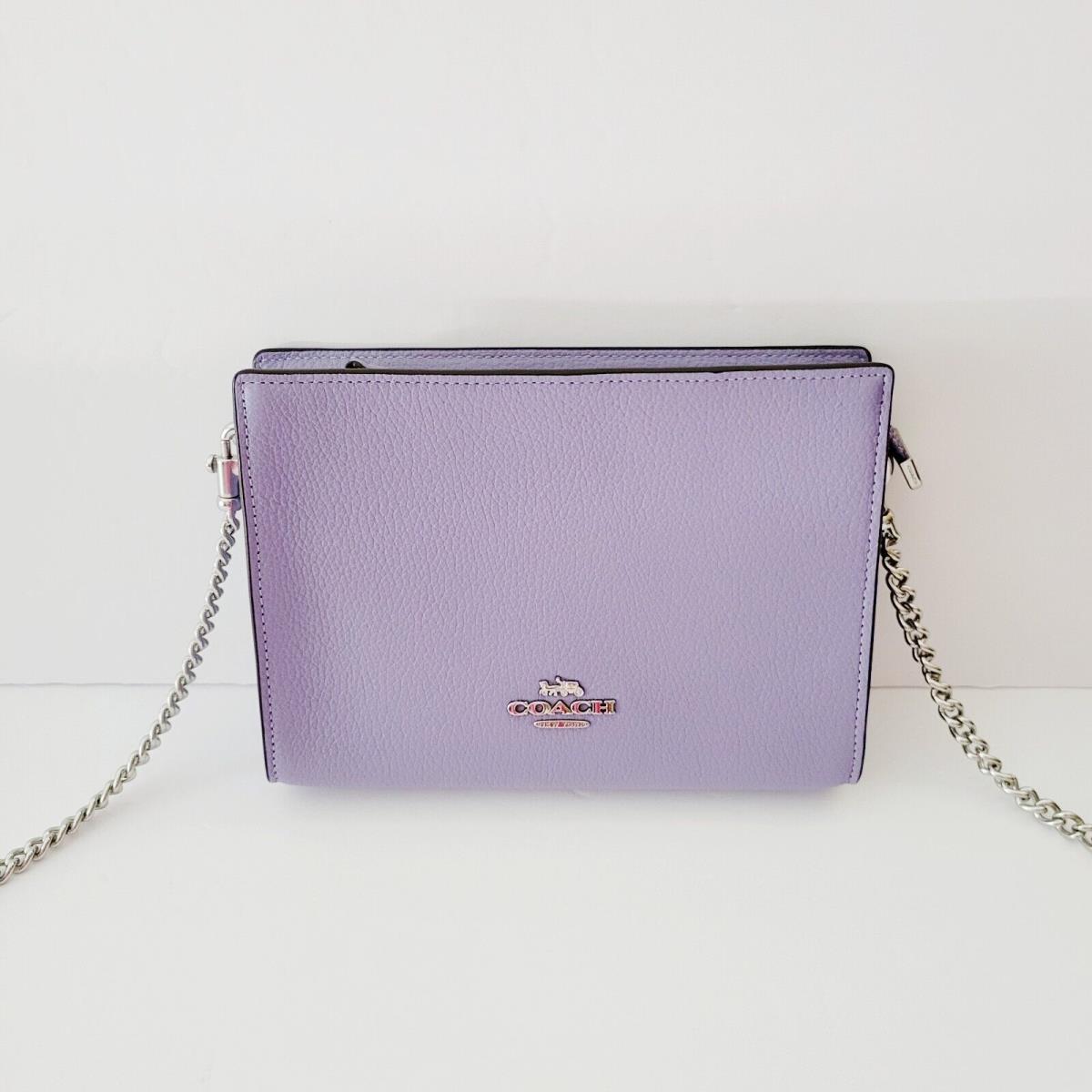 Coach CR238 Pebbled Leather Slim Crossbody Handbag Clutch Light Violet